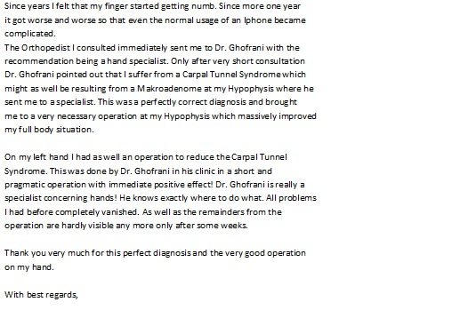 carpal tunnel testimonial